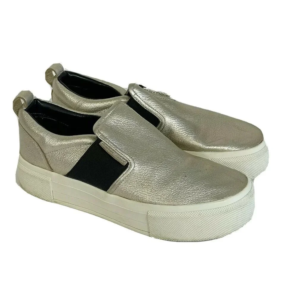Kendal + Kylie Women Tenley Platform Sneakers Slip On Metallic Gold 8.5M Leather